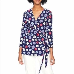 Anne Klein Printed Floral Wrap Top
